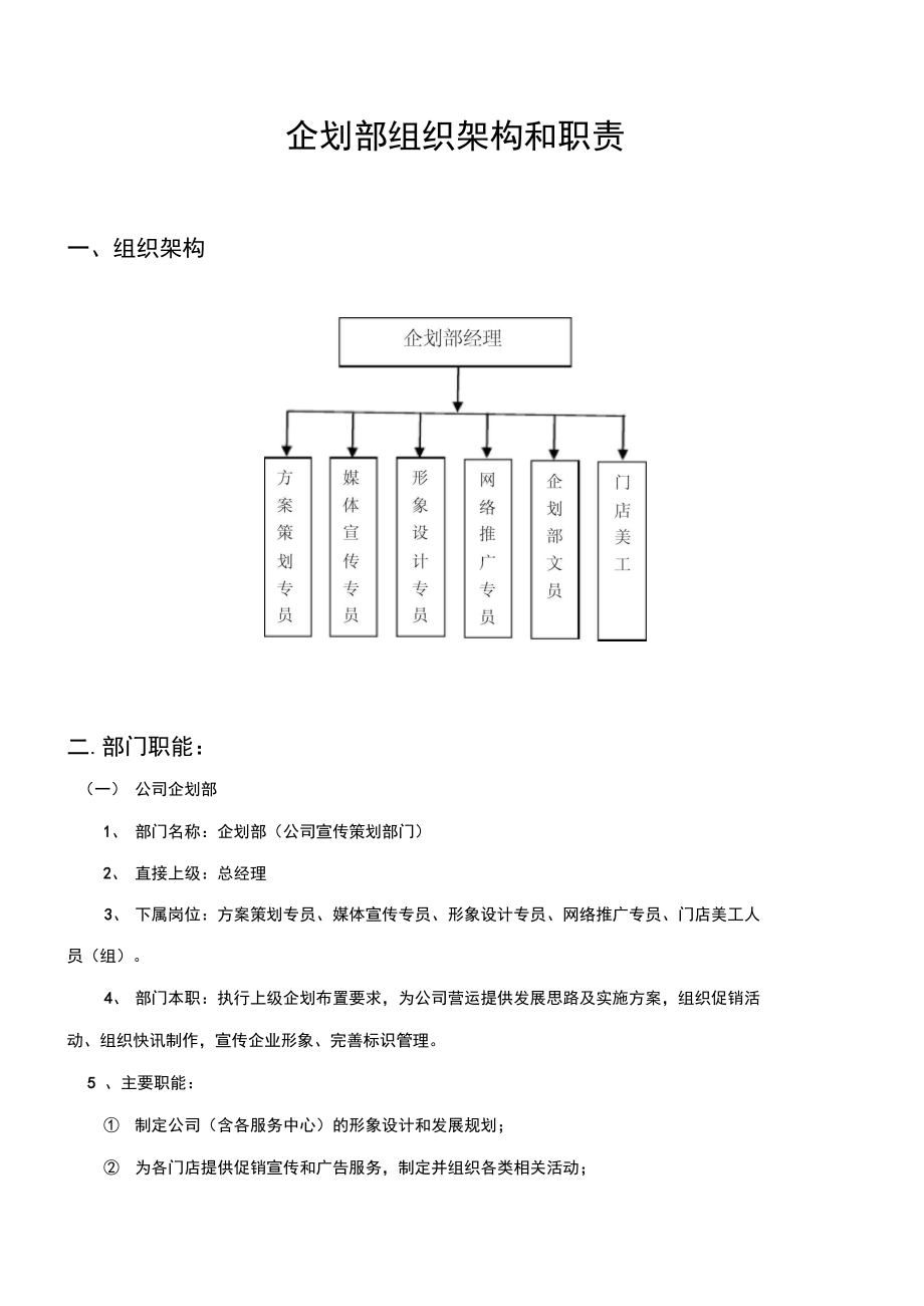 企划部组织架构与职责优选 高效组织与战略策划